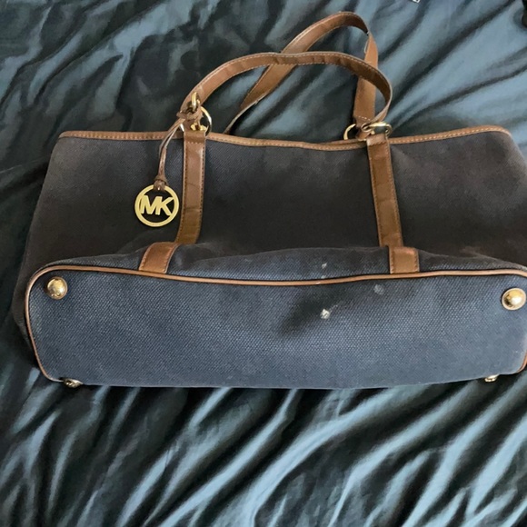 Michael Kors canvas tote navy and blue good/fair - Picture 4 of 5